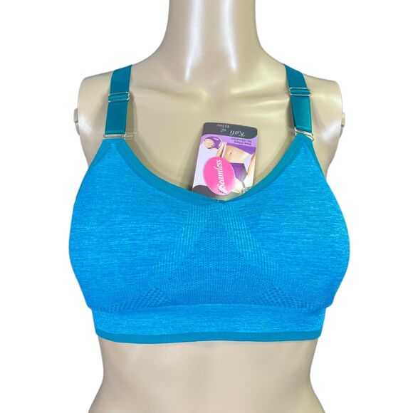 Kali and Win Womens Sports Bra Seamless Racerback Light Support Teal Med Large - Picture 2 of 8